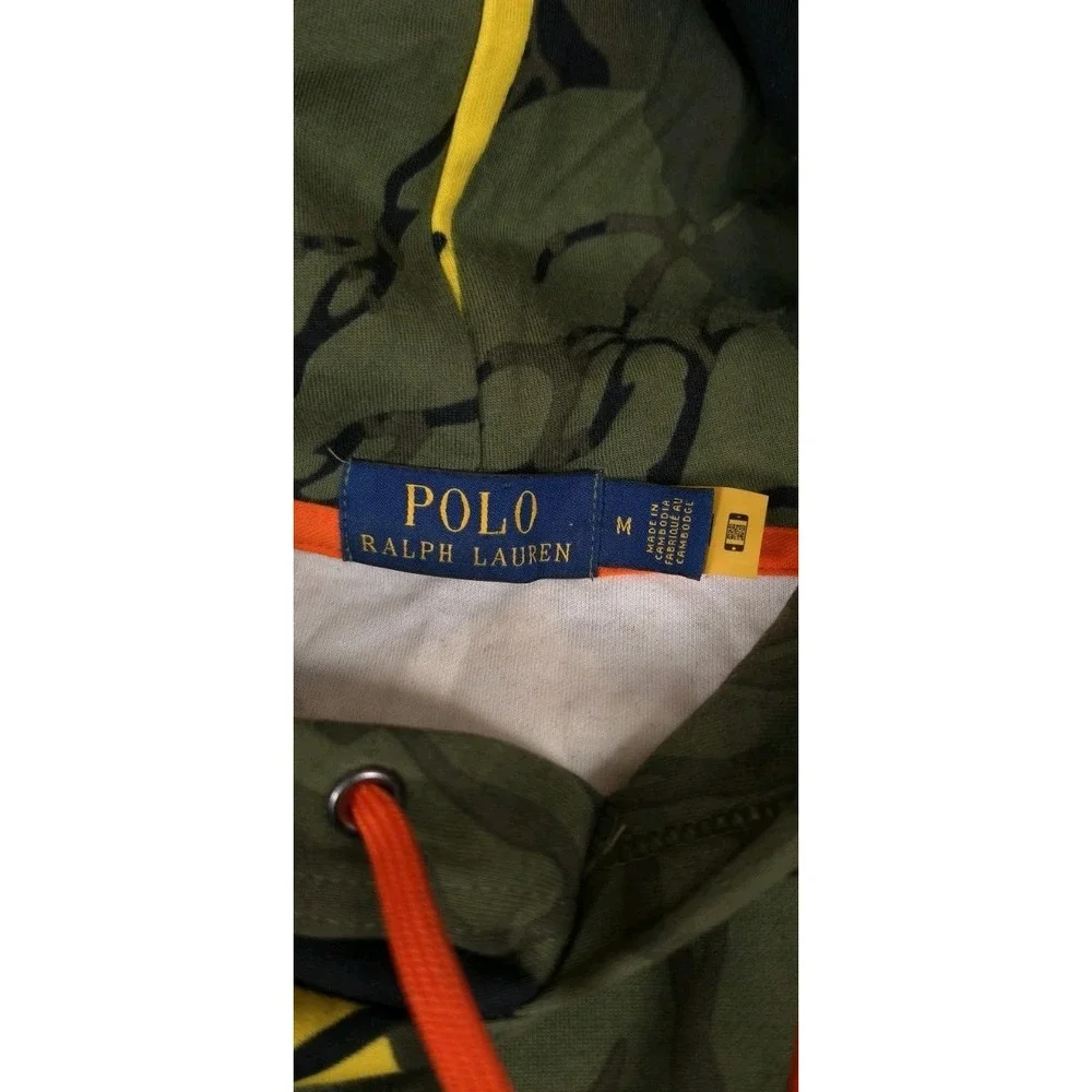 Polo Ralph Lauren Logo Polo Pony Camo Double-Knit Hoodie Sweatshirt Mens Medium